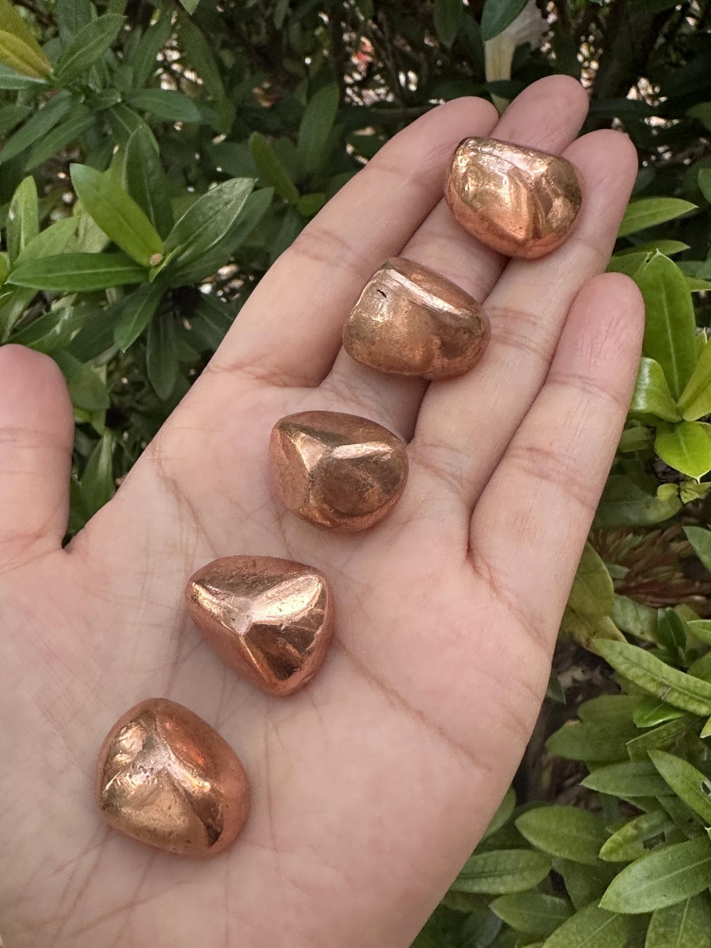 GAF TREASURES 5 Pcs Copper Tumbled Stones, Polished Natural Copper Gemstone, Copper Healing Crystals (Copper)