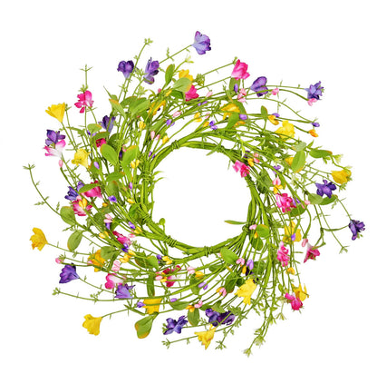 LSKYTOP Artificial Flower Wreath with Green Leaves Berries Wildflower Spring Summer Wreath for Front Door Wall Wedding Decor,12inch (1)