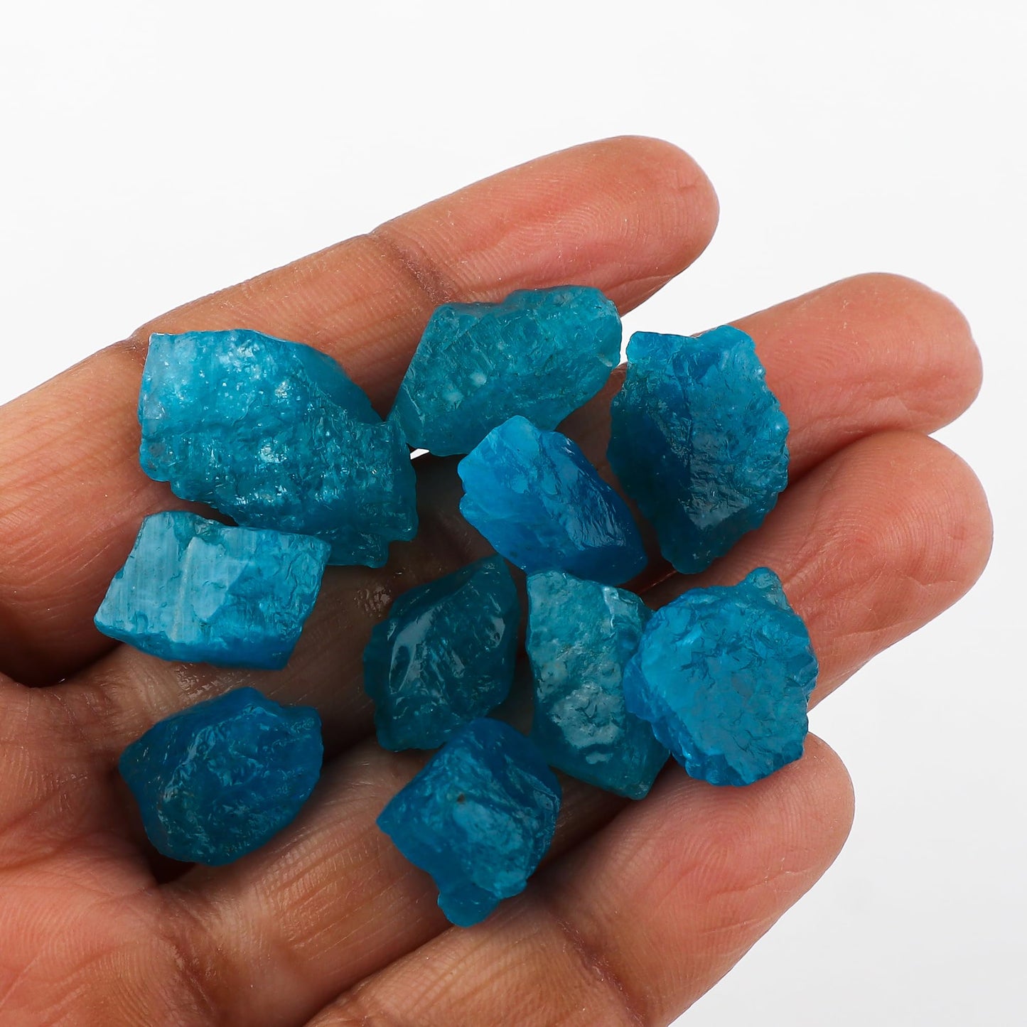 CRYSTALIS 100 carats Natural Raw Neon-Apatite, High Grade Loose Gemstone Wholesale Bulk Rough Jewelry Making Supply, Chakra Stones, Wire Wrapping, DIY, Gem Collection, Tumbling, 8-15mm