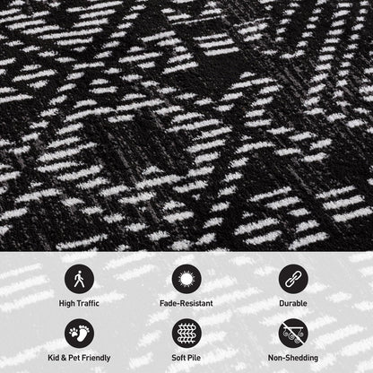 Rugshop Boho Black Tribal Area Rug 2x3 – Modern Indoor Carpet for Living Room, Bedroom, or Entryway – Non-Shedding, Low Pile Geometric Design 2' x 3'