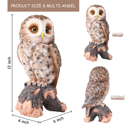 WONDER GARDEN Owl Statue Decor, Outdoor Resin Owl Figurine Sculpture for Home Outside Porch Patio Lawn Yard Decorations or Housewarming Gifts