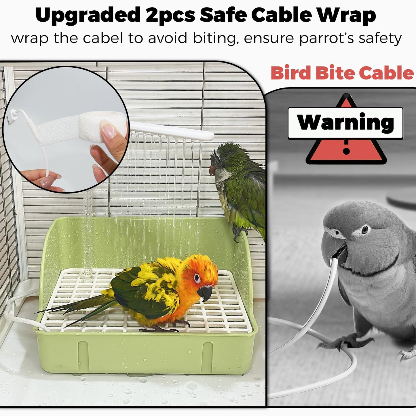 Automatic Parakeet Bird Bath with Pump, Large Bird Shower Fountain Indoor Bathtub with Running Water, Parrot Bath Tub Faucet for Pet Birds, African Grey, Cockatiel, Conure, Budgie, Lovebird