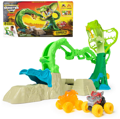 Monster Jam Mini Jams, Cobra’s Crazy Escape 28” Motorized Playset, 2 Exclusive Die-Cast ThunderROARus and JCB Digatron Monster Trucks, Kids Toys for Boy and Girls Ages 3 and up