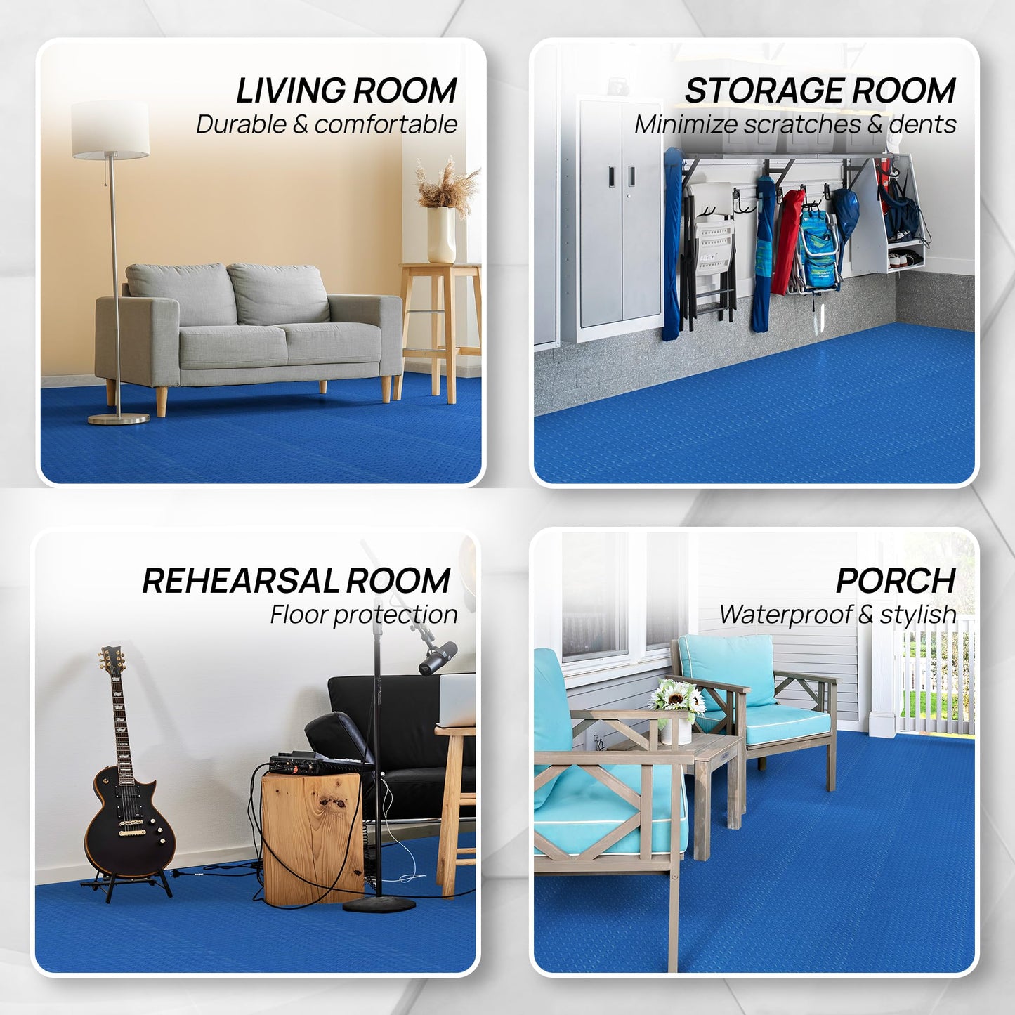 Yes4All EVA Interlocking Mats, Puzzle Floor Tiles, Foam Floor Padding with Border for Furniture, Home Space, Living Room, Garage 11,15,32,99 SQFT