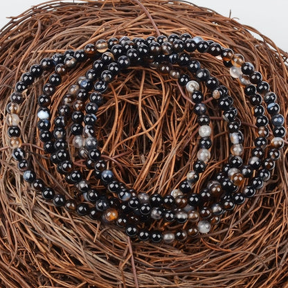 MASSIVE BEADS Evil Eye Agate - Stone of Against Evil - Handmade Yoga Stretch Elastic Bracelet Natural Stone Crystal Healing Power Energy Gifts for Unisex Adult 4mm