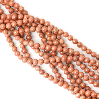 CHEAVIAN 45PCS 8mm Gold Sandstone Gemstone Round Loose Beads for Jewelry Making 1 Strand 15"