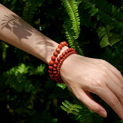 Bivei Red Jasper-Strong Base-6mm Beaded Bracelets for Women Handmade Semi Precious Natural Stone Stretch Elastic Jewelry for Women Yoga Protection Gifts