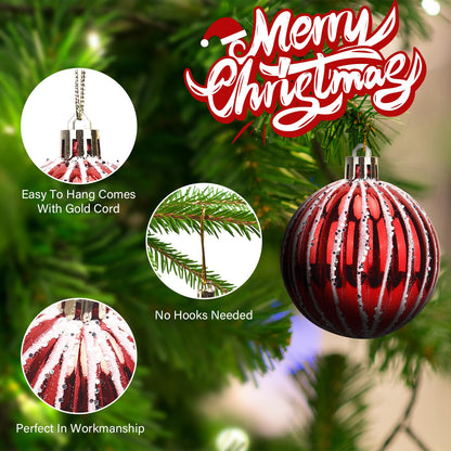 Christmas Ornaments Balls, 44 Pcs Christmas Balls Including 12Pcs 6cm/2.36inch & 32Pcs 3cm/1.18inch, Christmas Tree Decorations Hanging for Holiday Wedding Party Decoration