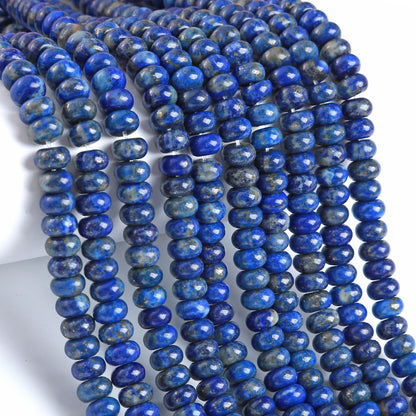 76pcs 5x8mm Natural Lapis Lazuli Stone Rondelle Spacer Loose Beads Abacus Disk Stone Round Loose Gemstone Beads for Jewelry Making DIY Bracelet Necklace