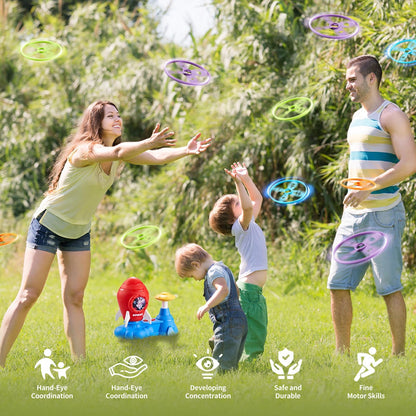 Outdoor Toys for Kids Ages 3-8: Flying Disc Rocket Launcher Toy Butterfly Chasing Games, Outside Activities Toy for Kids Ages 3 4 5 6 7 8, Yard Games Birthday Gift for Toddlers Boys Girls, Red