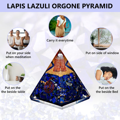 Anaya Agate Crystal Pyramid, Handmade Lapis Lazuli Orgone Pyramid for Positive Energy, Healing Stones for Meditation, Yoga, Orgonite Pyramids for Inner Truth, Life Clarity, Christmas Gifts for Women
