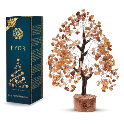 PYOR Carnelian Crystal Tree, Crystals Home Decor, Gemstone Tree, Gemstones and Crystals, Spiritual Gifts for Women, Feng Shui Decor, Good Luck Gifts