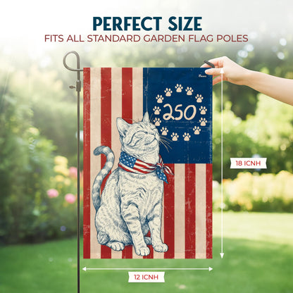 FLAGWIX American Patriotic Cat Garden Flag - Polyester Double-sided Yard Flags For Outside Garden Flag (11.5" x 17.5") - 4th of July Decorations for Home Yard Garden Decor Banner, Gifts For Men Women