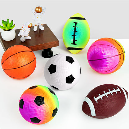 Billeeit Small Sports Balls for Toddler Pack of 6, Ball Gift for Kids, 2 Each of 5" Football, Basketball, Soccer for Playground, Toy Balls Inflatable Multi-Sport Ball Set with 1 Pump, Bulk Available