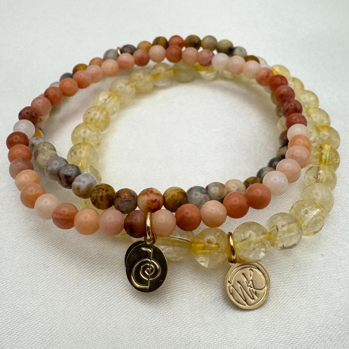Joy Crystal Bracelet Stack 4mm – Healing Stone Beaded Bracelets – Orange Aventurine,Crazy Lace Agate, and Citrine, Spiritual Energy Jewelry for Motivation, Uplifting Energy, Abundance– Elastic, Unisex, Gift-Ready