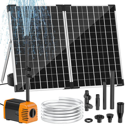 NFESOLAR 35W Solar Fountain Outdoor Pump, 280GPH Solar Pond Pump with Foldable Solar Panel, Adjustable Flow Solar Water Pump with PVC Tubing for Ponds, Garden, Waterfall, Hydroponics, Pool Used