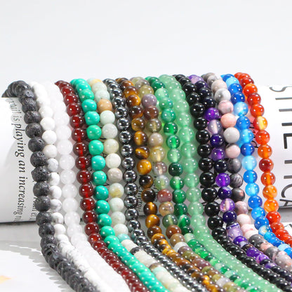 8mm Natural Gemstone Round Green Stripe Agate Loose Beads for Jewelry Making Bracelets Necklace Earrings Art Craft (45-48pcs/strand)