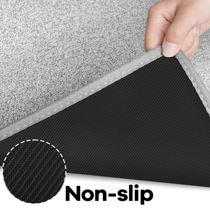 Area Rug with Non Slip Rubber Backing, Washable Soft Floor Carpet for Living Room, Kitchen, Entryway Indoor, Bedroom, Laundry, Low Pile Area Rugs, Solid Color with Pointillism Style, 3 * 5 ft Grey