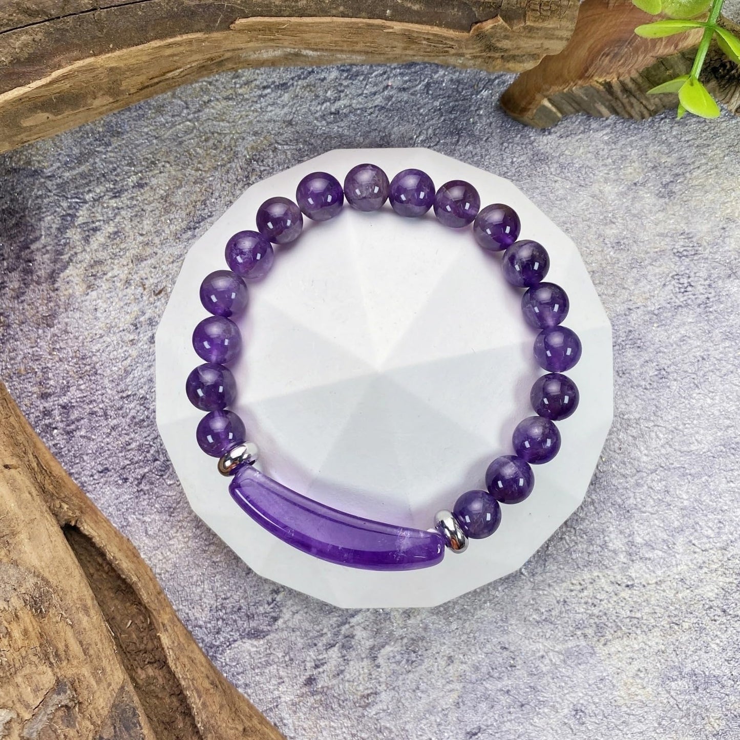EDEN'S CALL 8mm Healing Crystal Beads Stretch Bracelet Handmade Good Luck Energy Chakra Stone Beaded Bangle, Amethyst