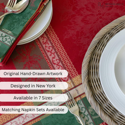 Benson Mills Heavyweight Yarn Dyed Jacquard Fabric Plaid Table Cloth, for Holiday Entertaining, Winter, and Christmas Tablecloth (Holiday Legacy, 52" x 52" Square)