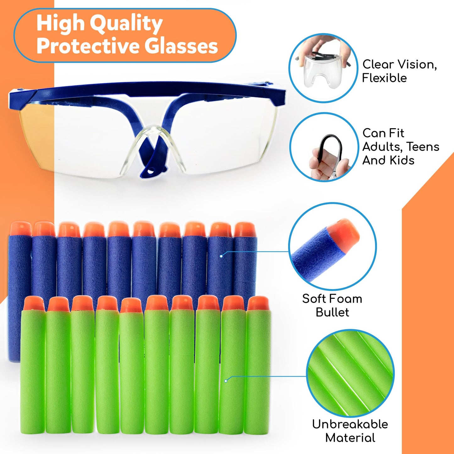 Wishery Nerf Party Supplies 10 Sets - Complete Nerf Party Favors with Mini Guns, Darts, Bandanas, Goggles Ages 4-12