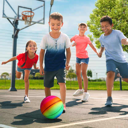 Billeeit Small Sports Balls for Toddler Pack of 6, Ball Gift for Kids, 2 Each of 5" Football, Basketball, Soccer for Playground, Toy Balls Inflatable Multi-Sport Ball Set with 1 Pump, Bulk Available