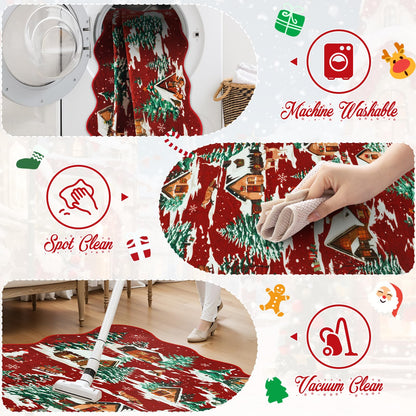 LIVEBOX Christmas Runner Rug Runners for Hallways, 2x6 Red Washable Kitchen Rugs Non Slip, Xmas Christmas Tree Rug for Entryway, Runner Carpet Kitchen mat for Bathroom Bedroom Laundry Holiday Decor