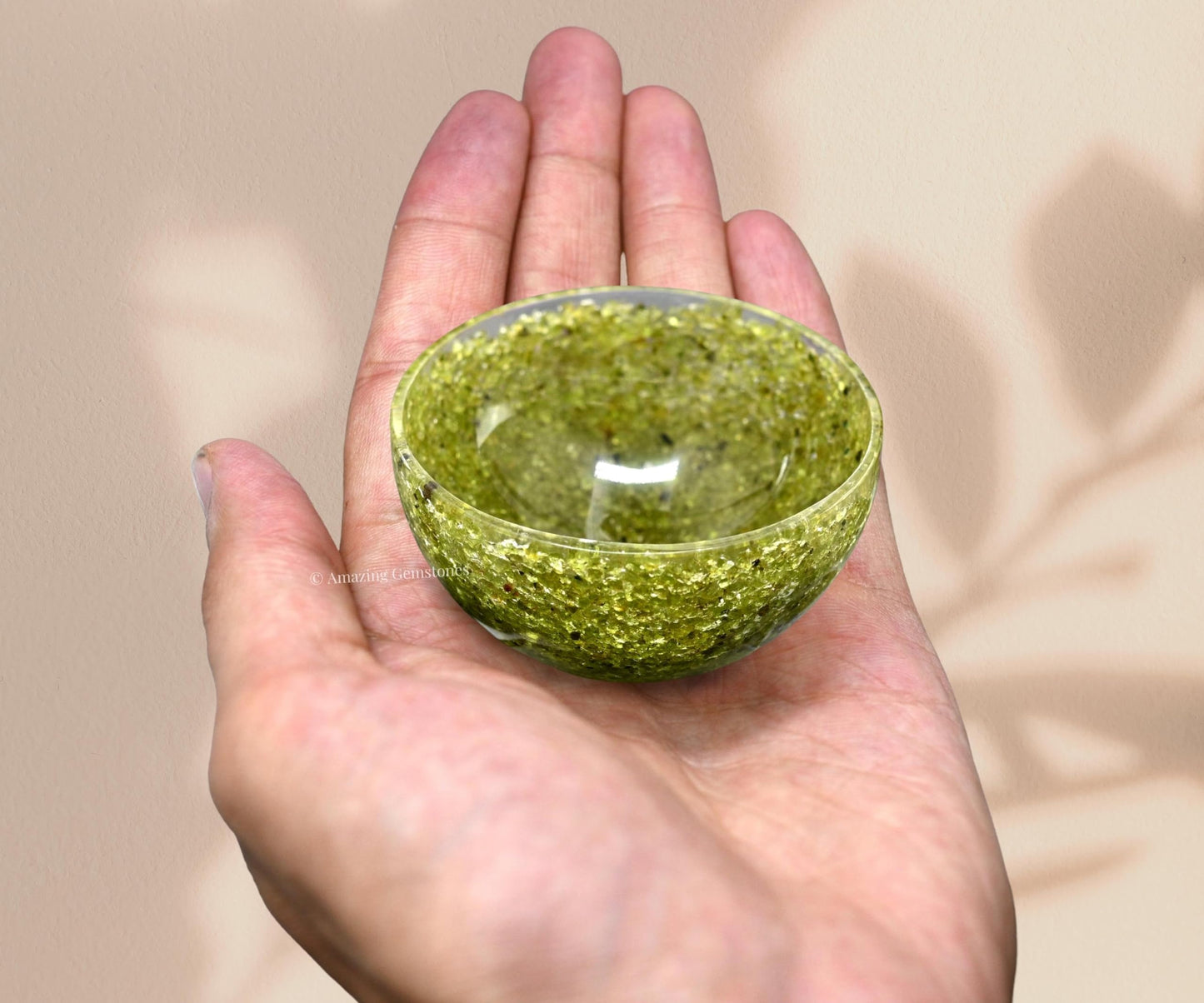 Amazing Gemstone Peridot Orgonite Orgone Crystal Gemstone Bowl - 2" Orgonite Peridot Crystal Bowl for Meditation, Crystals and Healing Stones Gift and Protection