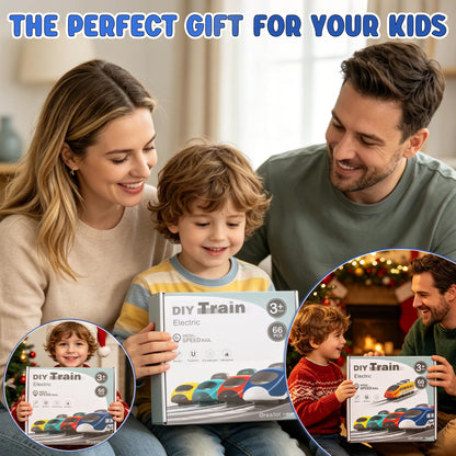 Wdmiya Train Sets for Toddlers, 66 Pcs Trains Toy with Battery Operated & Tracks (Magnetic Connection), Compatible with Thomas, Brio, Christmas Toy Gifts for 3 4 5 6 7 8 Years Old (Police)