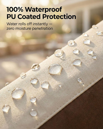 4-Piece Patio Furniture Cover Set, Waterproof Outdoor Furniture Covers for 3-Seater Sofa, Patio Chairs & Coffee Table, Heavy-Duty 600D, Fade&UV-Resistant, Breathable, All-Season Protection,Beige&Brown