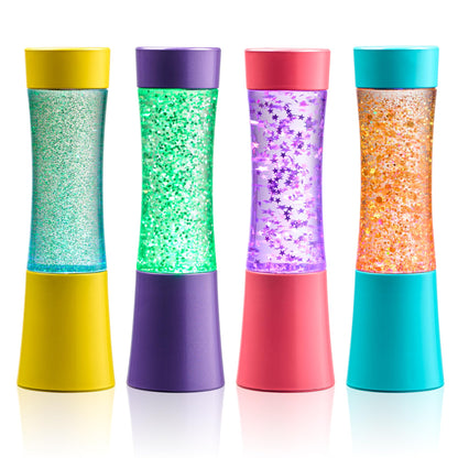 Special Supplies Light-Up Glitter Sensory Tubes – 4-Pack - Liquid Motion Timers for Stress Relief, Focus, and Relaxation - Colorful Calm Down Bottles for Kids and Adults - Leakproof, Ages 3+
