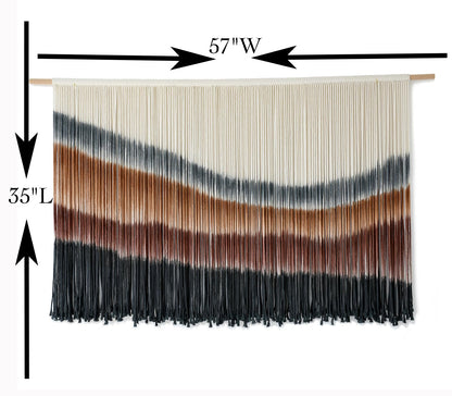 Flber Macrame Wall Hanging Macrame Wall Decor Large-Scale Tie-Dye Tapestry Living Home Room Wall Decor 57" Wx 35" L