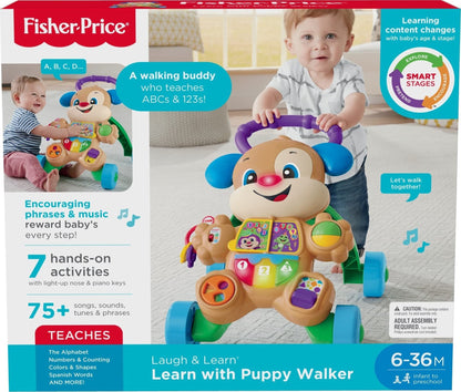 Fisher-Price Baby Toy Laugh & Learn Smart Stages Puppy Walker with Educational Music Lights & Activities for Infants Ages 6+ Months