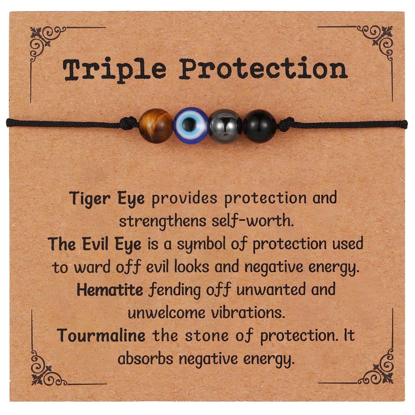 Korotho Evil Eye Bracelets for Women Men, Evil Eye Beads Chakra Bracelets Necklace Triple Protection Bracelet Good Luck Energy Stone Healing Crystal Black Hematite Gemstone Ankle Jewelry Gifts