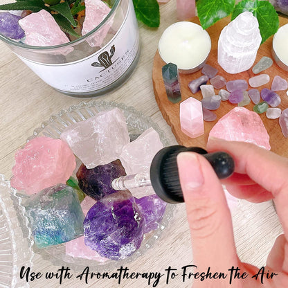 ZHIYUXI 2" Amethyst Rose Quartz Clear Quartz Fluorite Raw Crystals and Stones 4Pcs Crystals Bulk Real Huge Rocks for Tumbling Witchcraft Wrapping Fountain Rocks Cabbing Room Decor