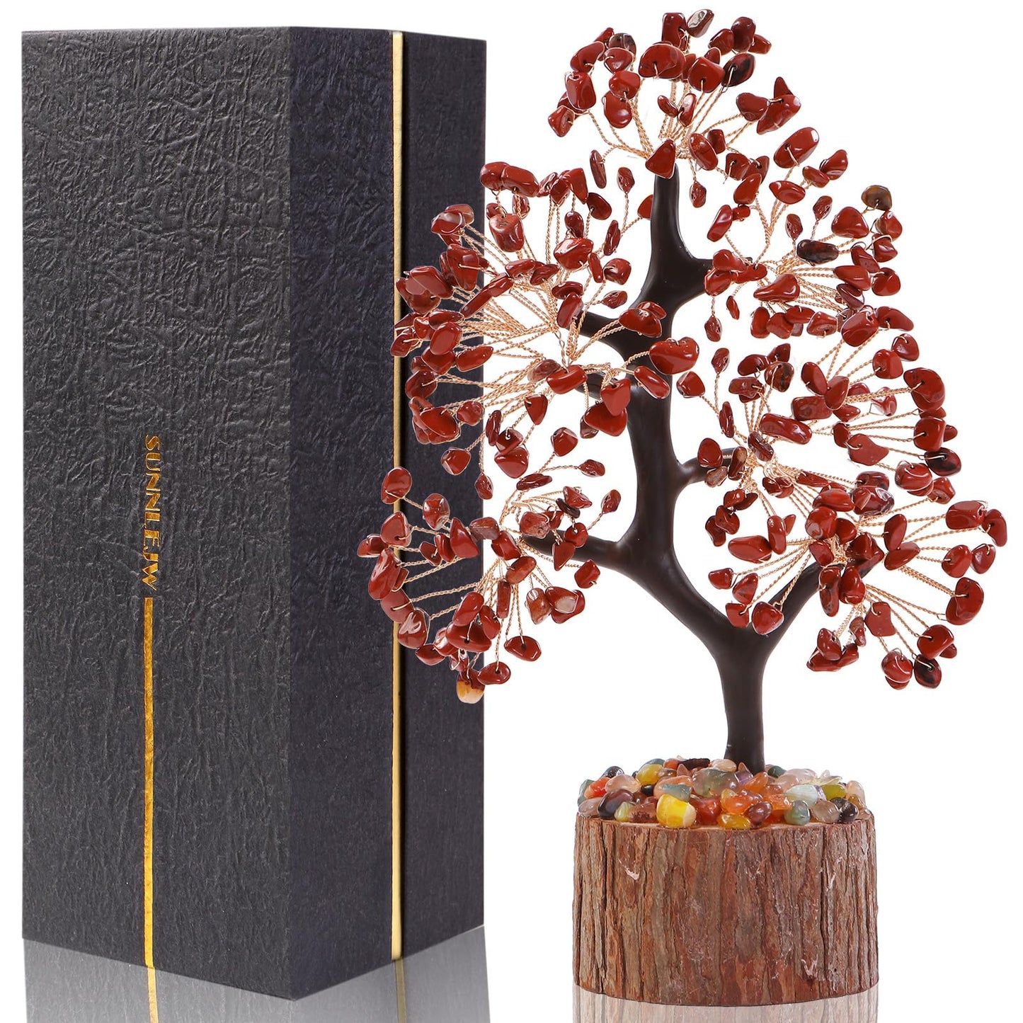 Crystal Tree of Life Red Chakra Stone, Birthday Gifts for Women, Mon and Sister,Feng Shui Office Decor Tree for Postive Energy, Money, Good Luck, Christmas Decor, Spiritual Gifts