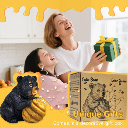 Miggley Cute Bear Solar Garden Decor Statue with LED Light - Adorable Outdoor Decoration for Yard, Lawn, Patio - Great Birthday Housewarming Unique Gift for Women, Mom, Grandma