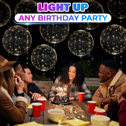 LED Light Up Balloons 10 Pack – 20" Transparent Glow Balloons Light Up with LED String Lights & Switch, Easy Air or Helium Use for Special Events, Weddings, Party Decorations & Festive Nights