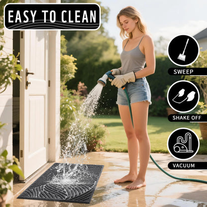 Yimobra Doormat Outdoor Entrance, Simple Stripes All-Weather Waterproof & Non-Slip Mat for Front Door, Heavy Duty Welcome Mat for Indoor, Garage, Patio-29.5x17, Dark Grey