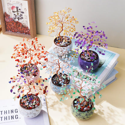 Runyangshi Chakra Crystal Tree of Life - 8" Large Natural Healing Crystal Tree, Bringing Money, Good Luck, Positive Energy for Home Decor, Feng Shui Gifts, Office Desk Ornament