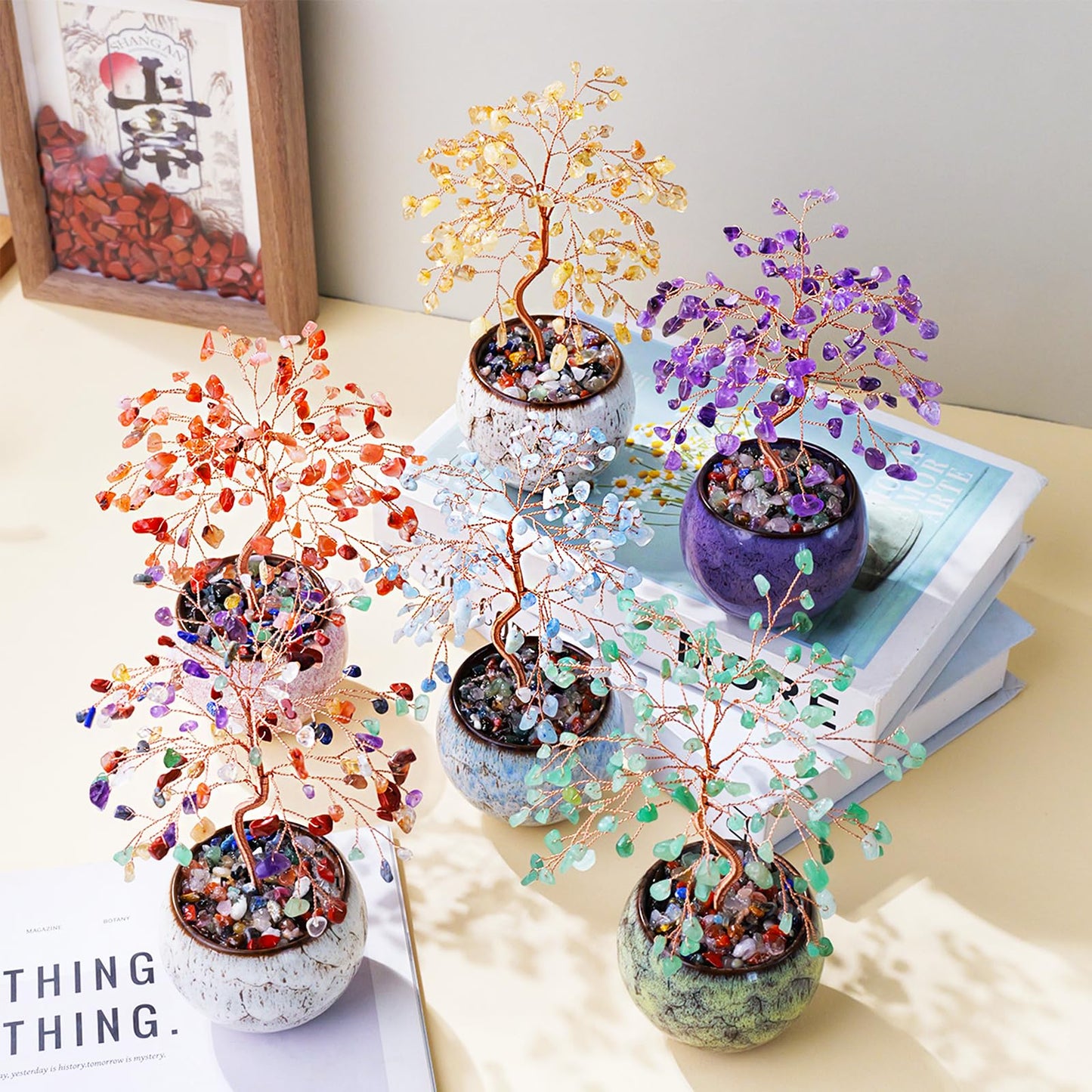Runyangshi Red Agate Crystal Tree of Life - 8" Large Natural Chakra Healing Crystal Tree, Bringing Money, Good Luck, Positive Energy for Home Decor, Feng Shui Gifts, Office Desk Ornament