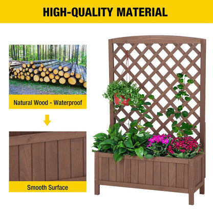 Garden Planter Box with Trellis Raised Garden Bed Outdoor for Climbing Plants, Flowers, High Capacity