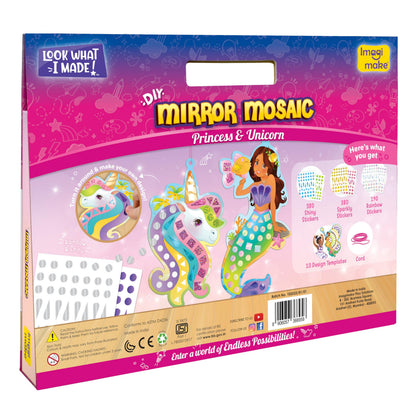Imagimake Mirror Mosaic Princess & Unicorn Kids Art Set | DIY Craft Kit | Foil Stickers for Kids | Travel Toys | Art & Craft for 3-5 Year Old Girls | Birthday Gift for Girls Ages 3,4,5,6,7,8