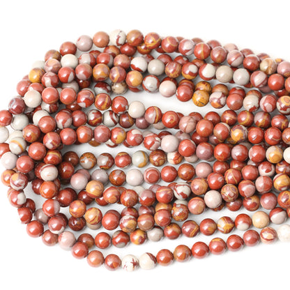 CHEAVIAN 45PCS 8mm Natural Aust Noreena Jasper Gemstone Smooth Surface Round Loose Beads for Jewelry Making 1 String 15 Inches