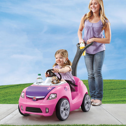 Step2 Whisper Ride II Kids Push Cars, Ride On Car, Seat Belt, Horn, Toddlers Ages 1.5 – 4 Years Old, Max Weight 50 lbs., Quick Storage, Stroller Substitute, Pink