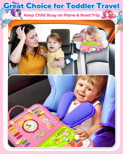Gojmzo Busy Board Montessori Toys for Toddler Girl Birthday Gifts, Busy Book Sensory Toys for Toddlers, Learning Educational Toddler Travel Activities