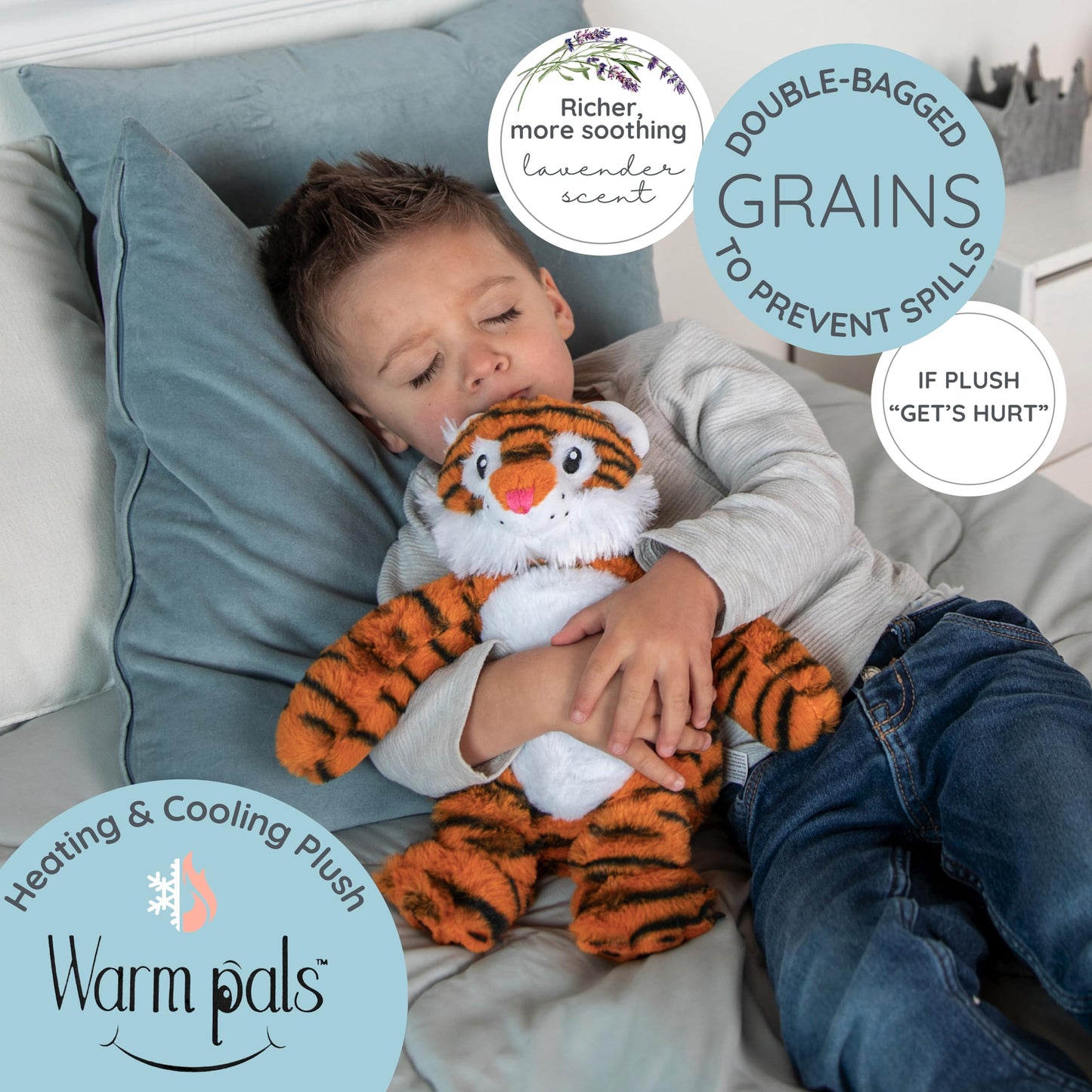 Tiger - Microwavable & Weighted Plush Stuffed Animal - Heated Plushie for Warmth - Cute, Soft, Cozy Toy for Adults & Children (Boys, Girls, & Toddlers) by Warm Pals