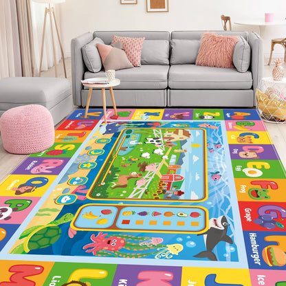 AKASISRUG Baby Play Mat for Floor, Kids Playmat Baby Crawling Mats Educational Tummy Time Mats Soft ABC Play Mat for Babies Infants Floor Mat for Kids Learning Playing (78.7X59 INCH, Style 1)
