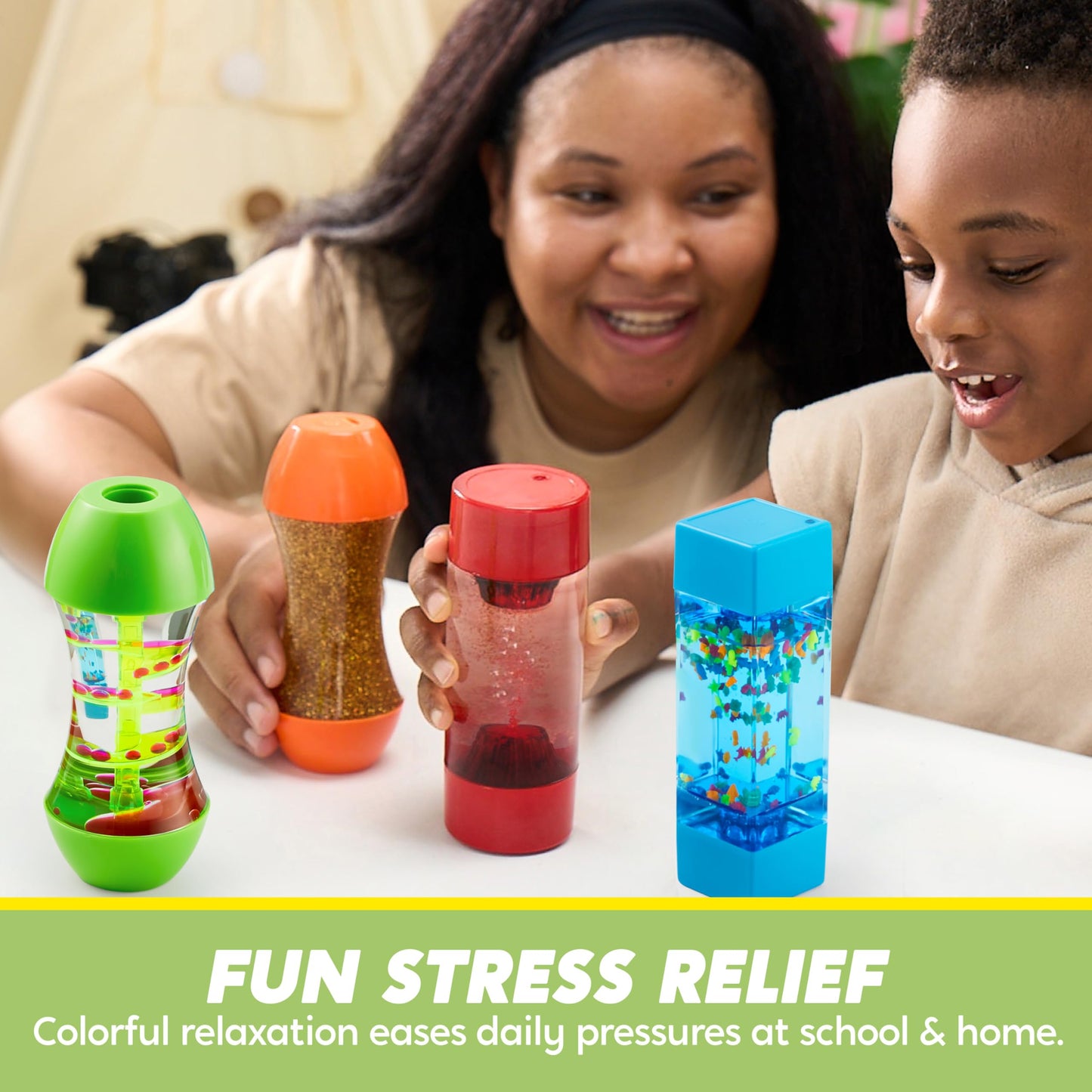 JOYIN 4-Pack Fidget Tubes for Kids, Sensory Tubes, Stress Relief Toy, Speech Therapy, Calming Toys for Children with Autism, Calm Down Corner Classroom Supplies, Back to School Gifts for Toddlers