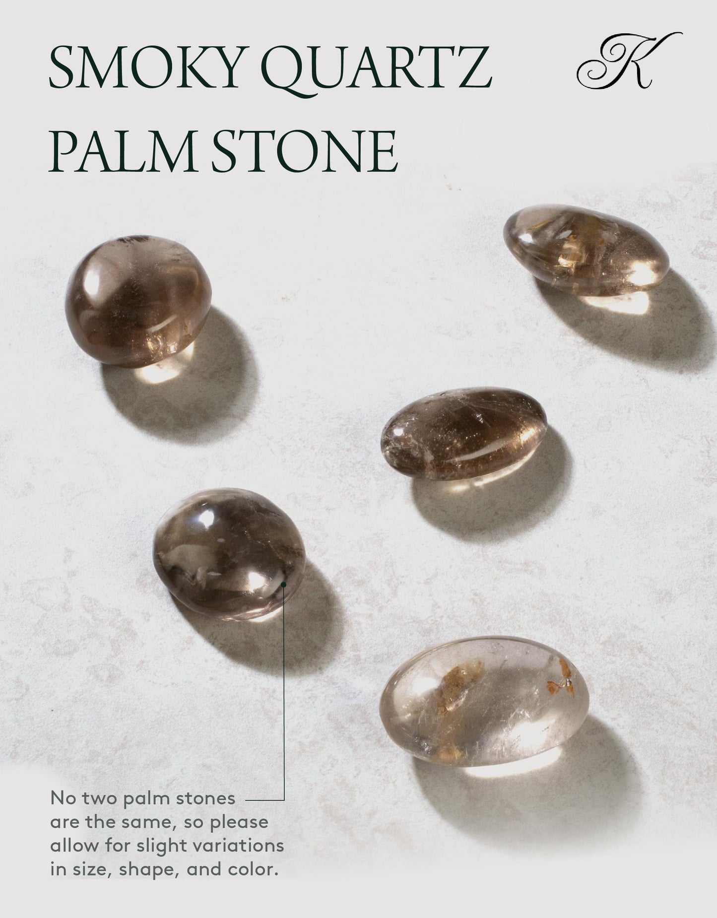 KALIFANO Palm Stone with Healing & Calming Effects - AAA+ Grade High Energy Worry Stone with Information Card - Reiki Crystal Used for Intuition (Family Owned and Operated) (Smoky Quartz)